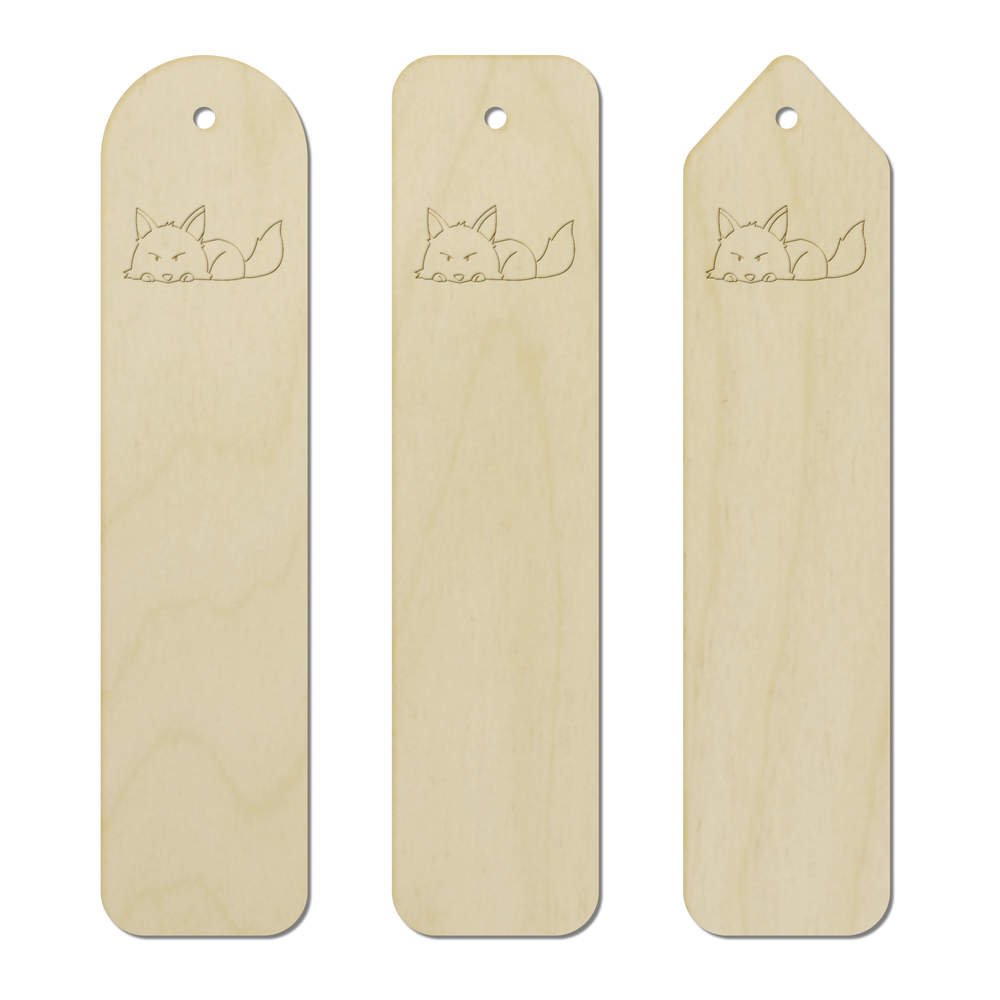 3 x 'Cute Wolf' Birch Bookmarks (BK00016815)