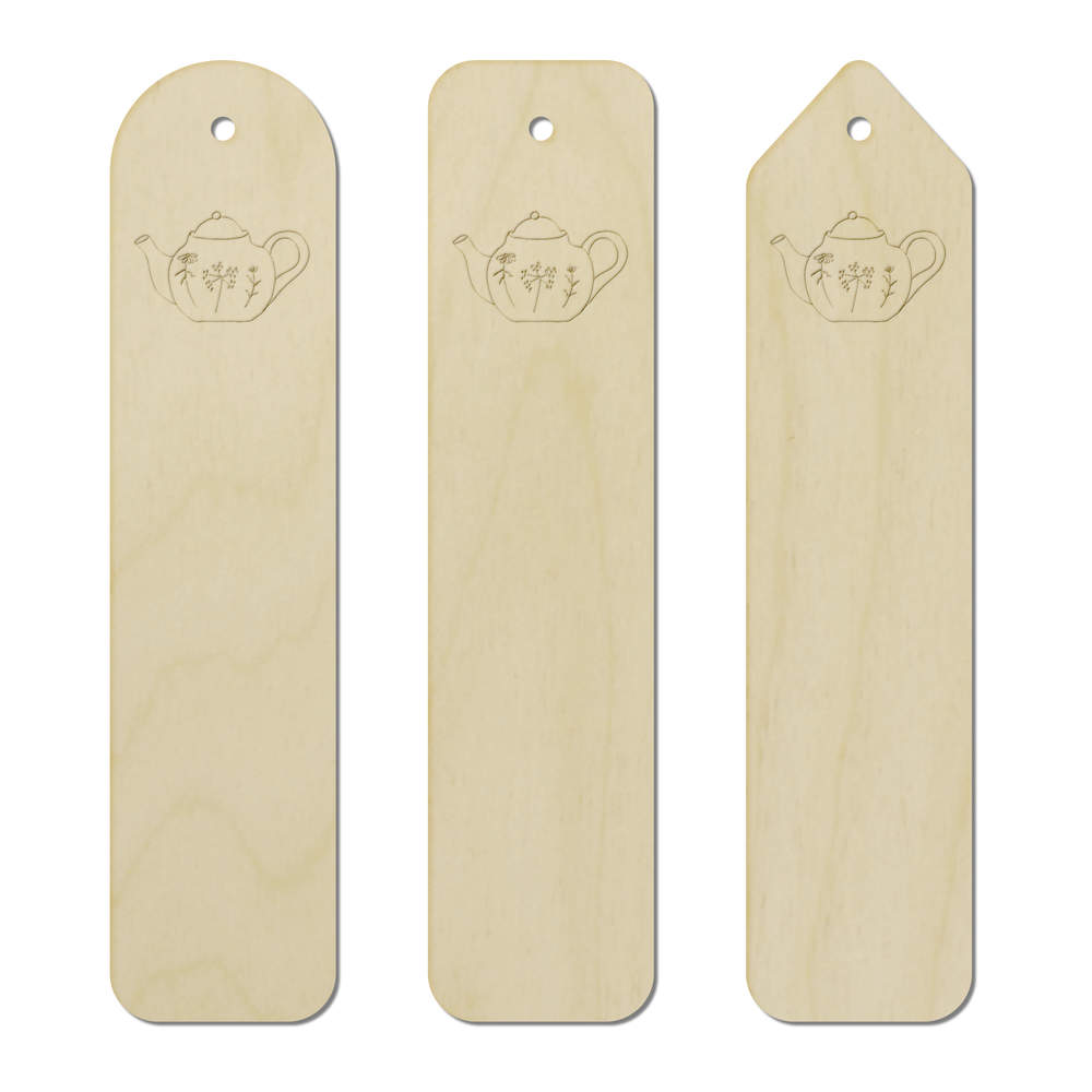 3 x 'Floral Teapot' Birch Bookmarks (BK00017683)