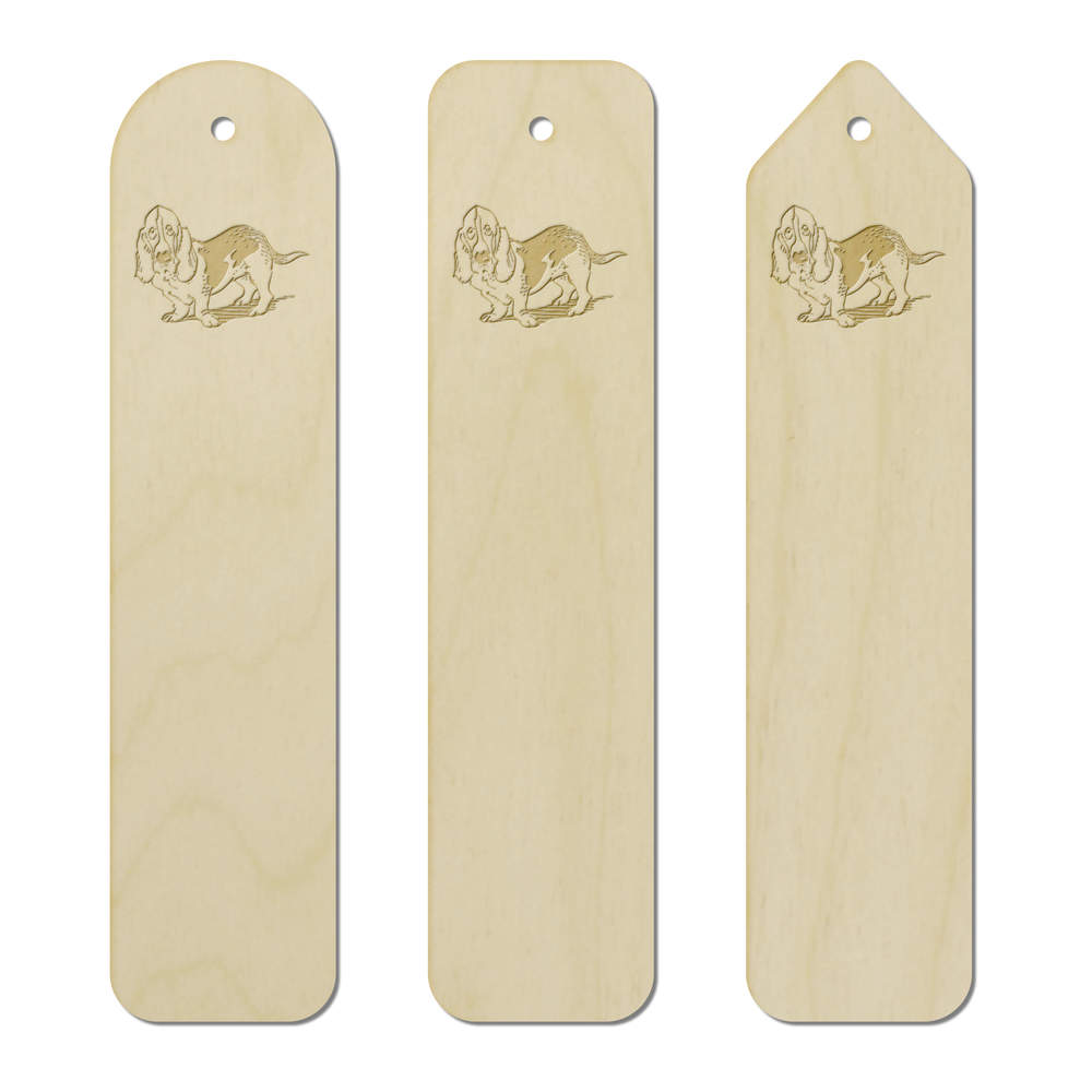 3 x 'Basset Hound' Birch Bookmarks (BK00020333)