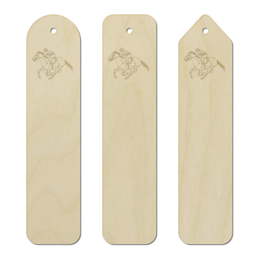 3 x 'Race Horse & Jockey' Birch Bookmarks (BK00020342)