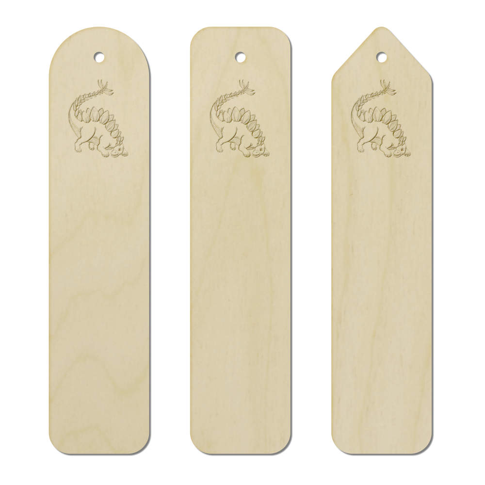 3 x 'Cartoon Stegosaurus Dinosaur' Birch Bookmarks (BK00028379)