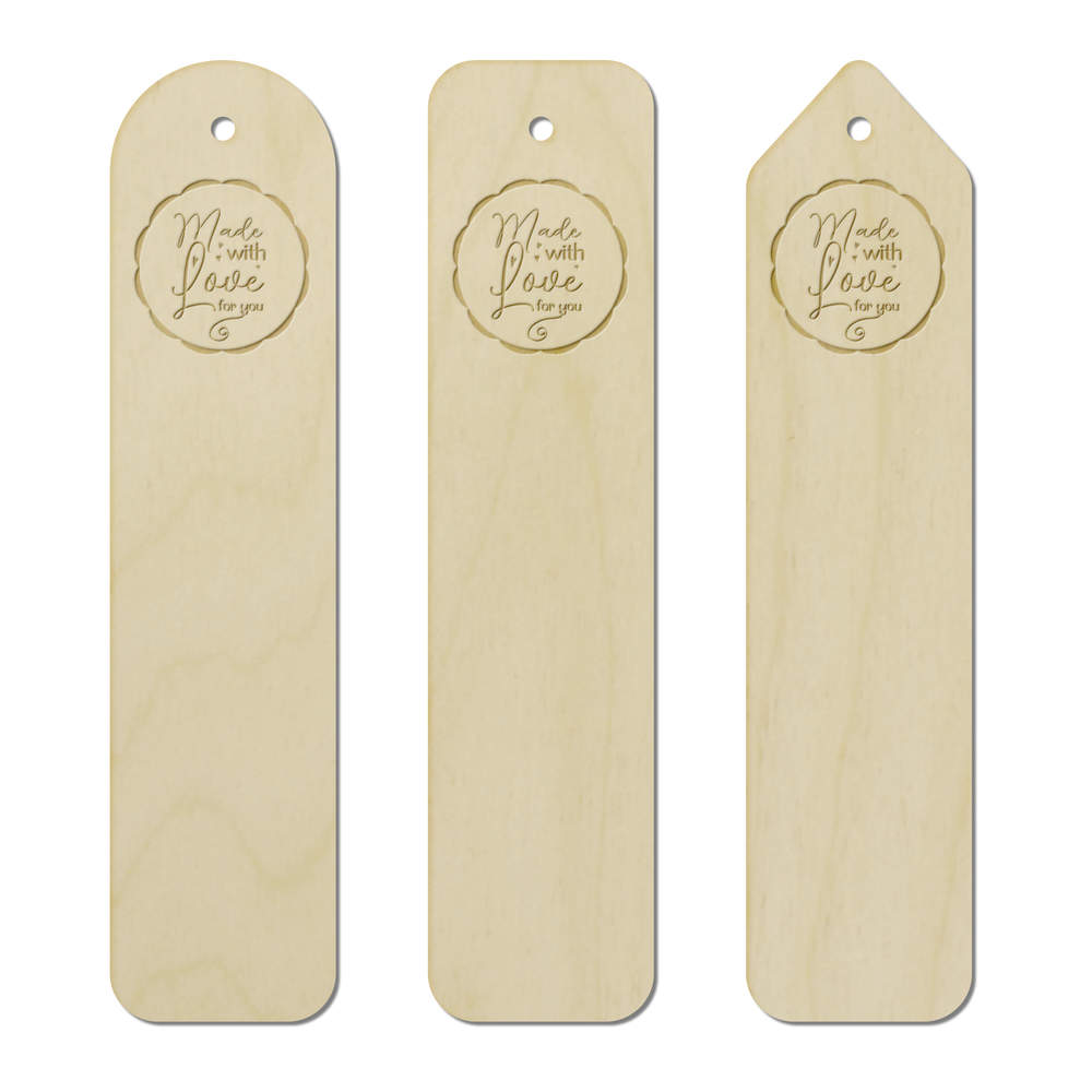 3 x 'Made with Love' Birch Bookmarks (BK00028751)