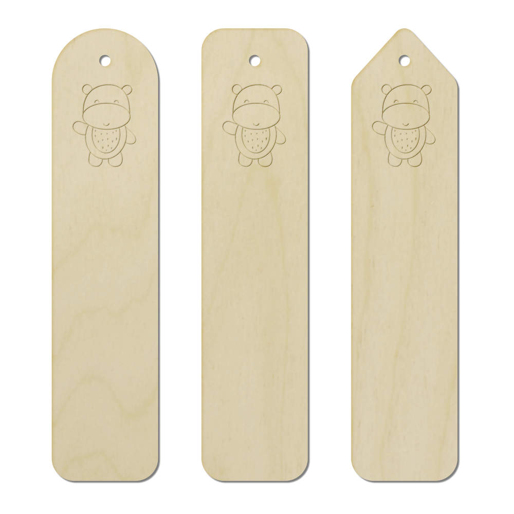 3 x 'Cute Hippo' Birch Bookmarks (BK00029786)