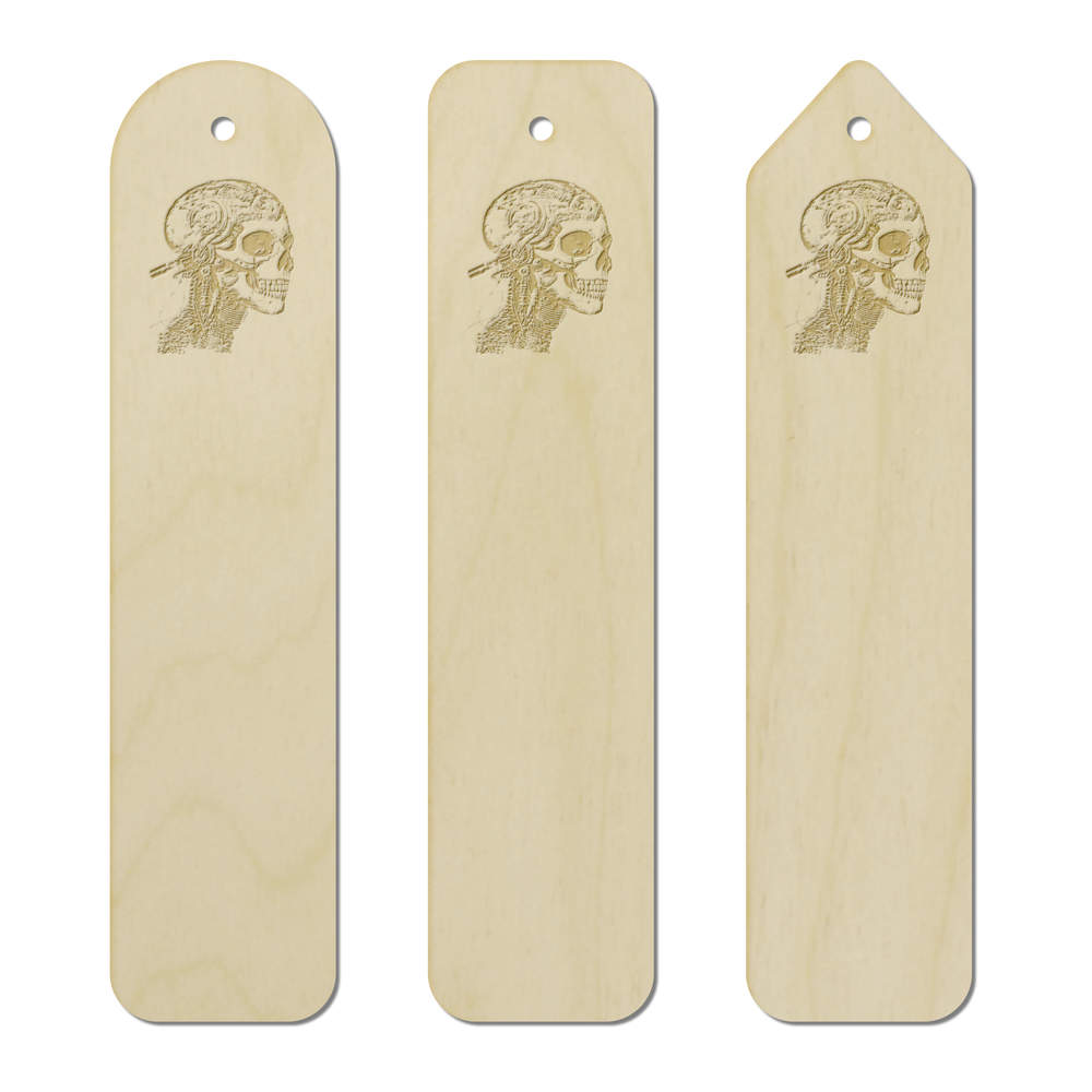 3 x 'Cybernetic Skull' Birch Bookmarks (BK00029899)