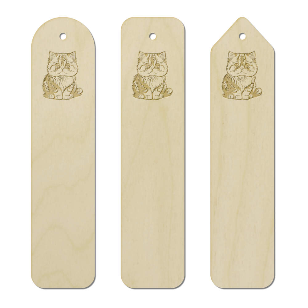 3 x 'Persian Cat' Birch Bookmarks (BK00029906)