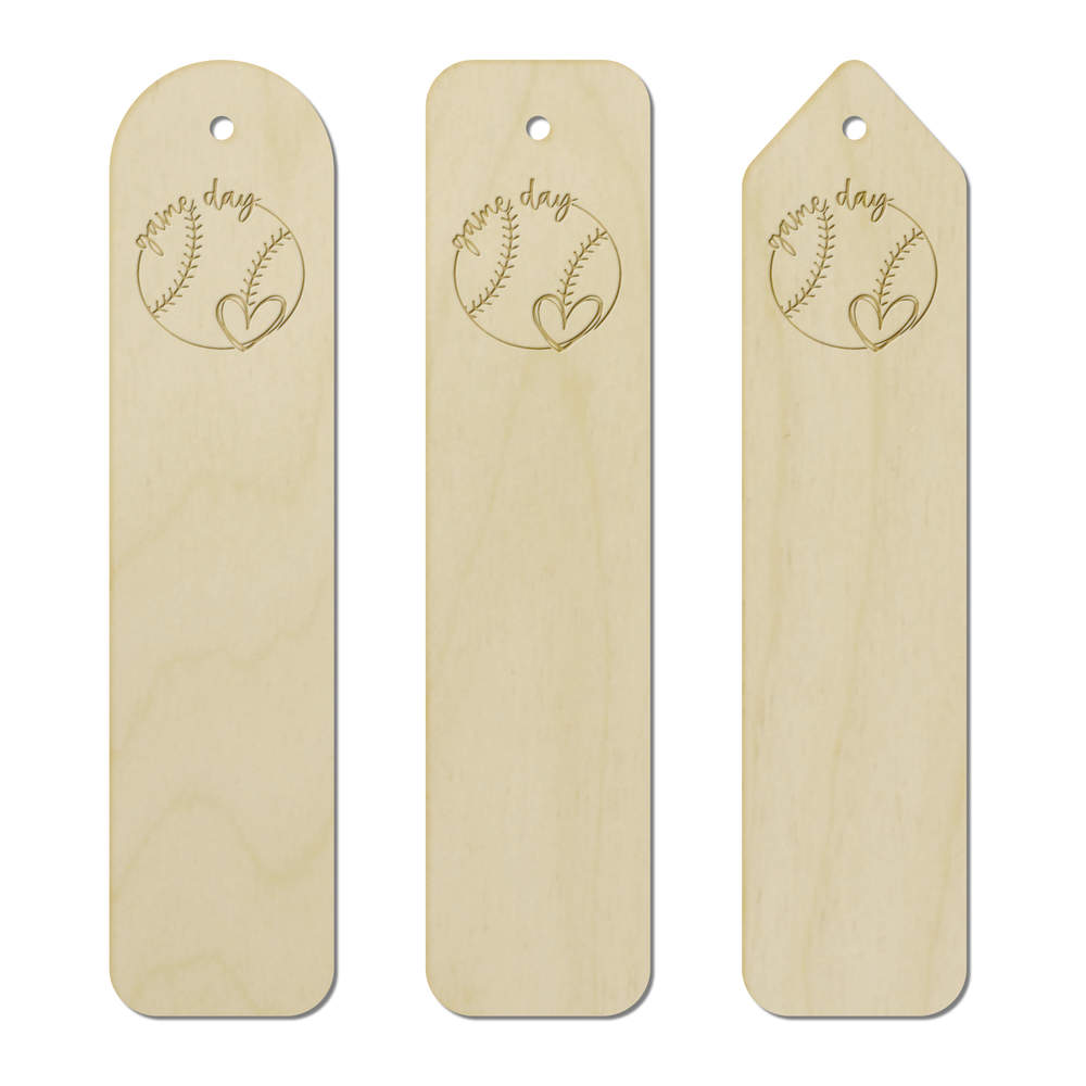 3 x 'Baseball Game Day' Birch Bookmarks - Laser Engraved Wooden Page Markers for Readers, Books and Gifts (BK00031367)