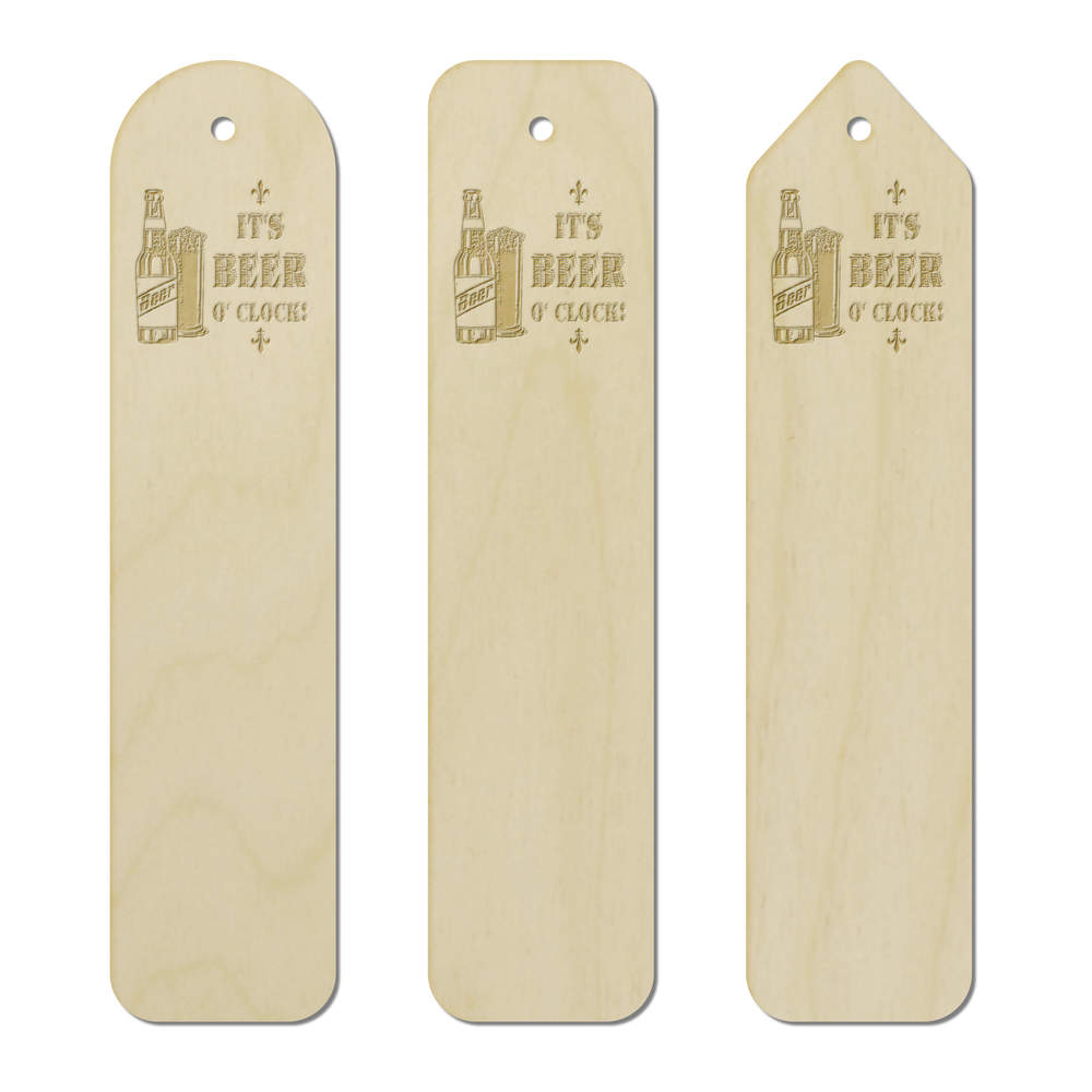 3 x 'It's Beer O' Clock' Birch Bookmarks (BK00032350)