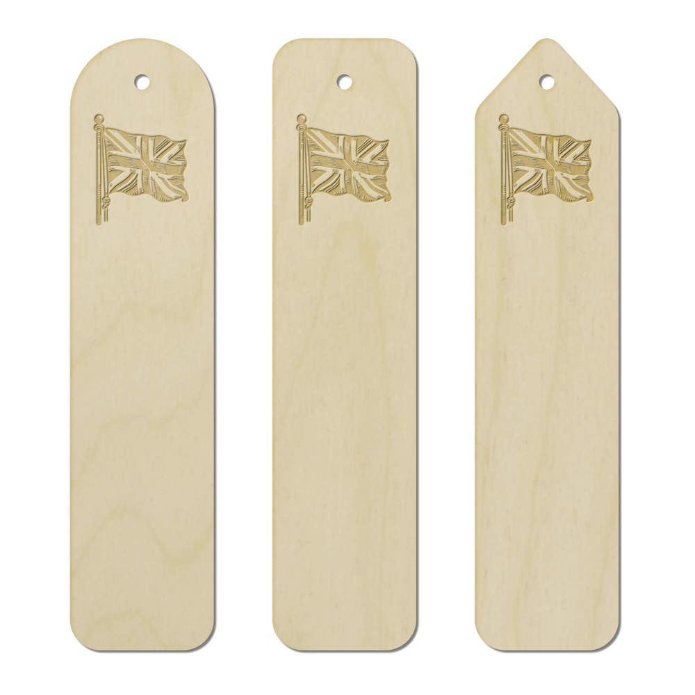 3 x 'Union Jack On Flag Pole' Birch Bookmarks (BK00032452)
