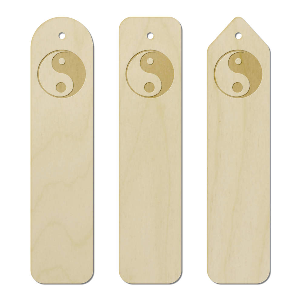 3 x 'Ying Yang Symbol' Birch Bookmarks - Laser Engraved Wooden Page Markers for Readers, Books and Gifts (BK00032716)