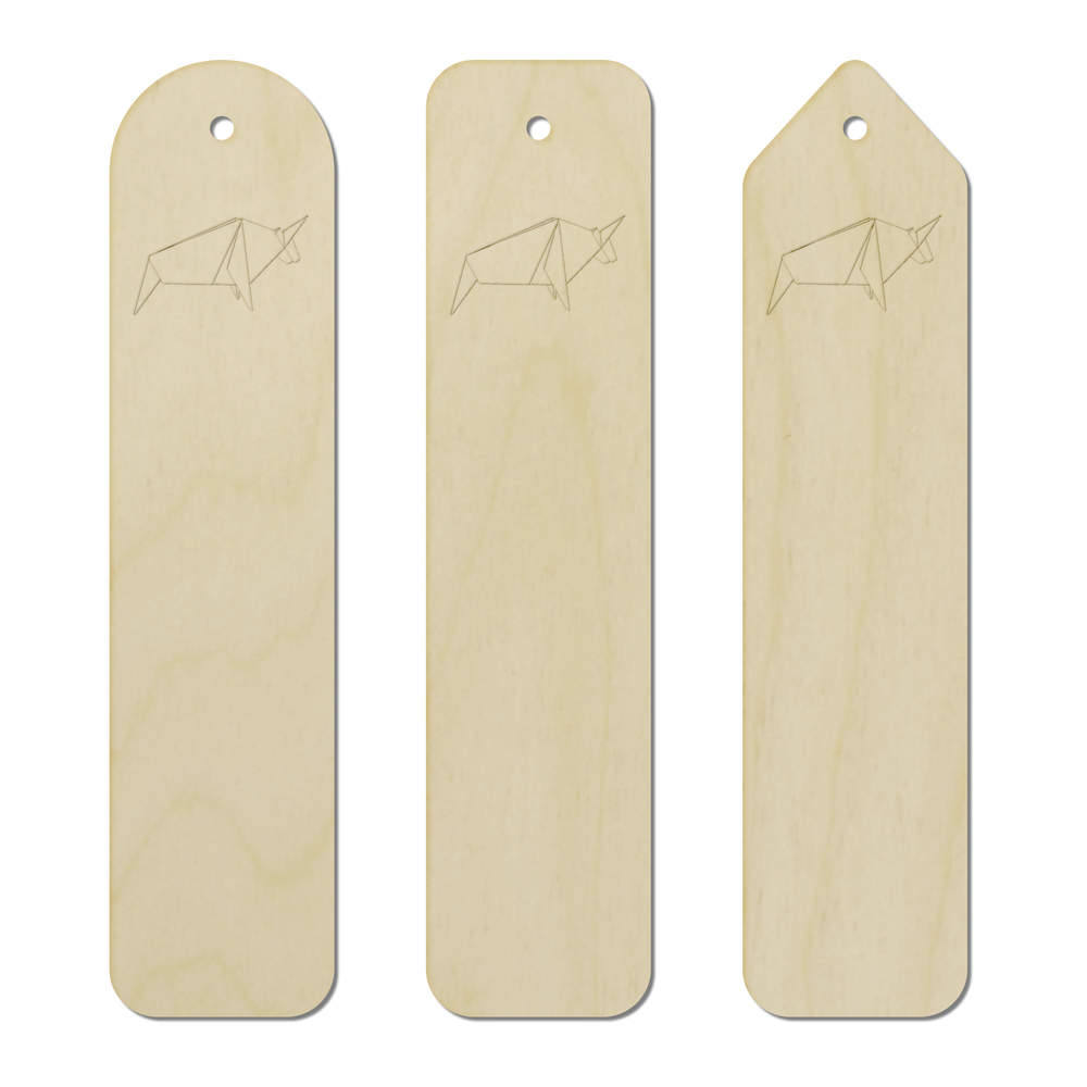 3 x 'Origami Bull' Birch Bookmarks (BK00033358)