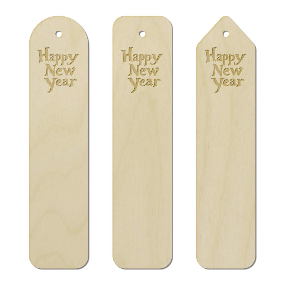 3 x 'Happy New Year' Birch Bookmarks (BK00033588)