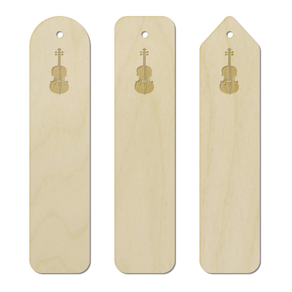 3 x 'Minimalist Violin' Birch Bookmarks - Laser Engraved Wooden Page Markers for Readers, Books and Gifts (BK00034181)