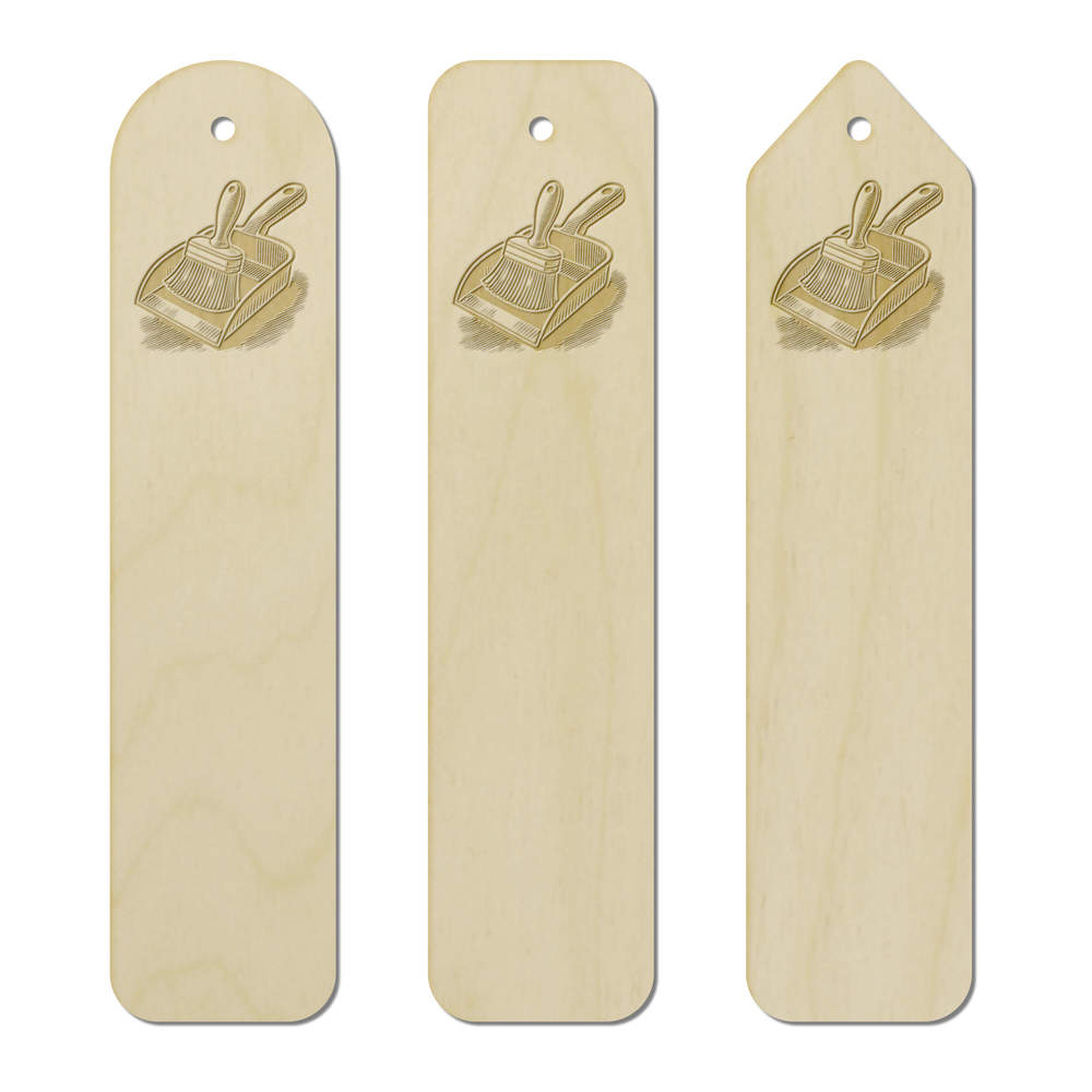 3 x 'Dustpan With Brush' Birch Bookmarks (BK00034262)