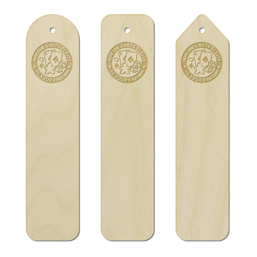 3 x 'May The Cards Be Ever' Birch Bookmarks - Laser Engraved Wooden Page Markers for Readers, Books and Gifts (BK00034961)