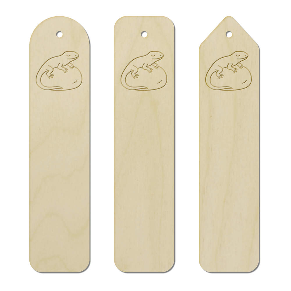 3 x 'Lizard' Birch Bookmarks - Laser Engraved Wooden Page Markers for Readers, Books and Gifts (BK00035043)