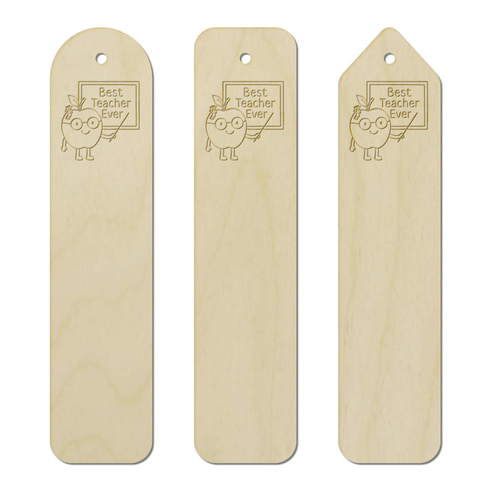 3 x 'Best Teacher Ever' Birch Bookmarks (BK00035143)