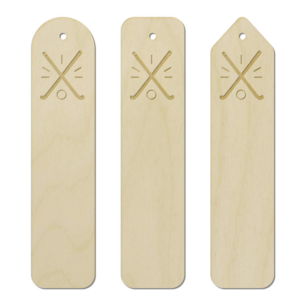 3 x 'Hockey Sticks & Puck' Birch Bookmarks (BK00035941)