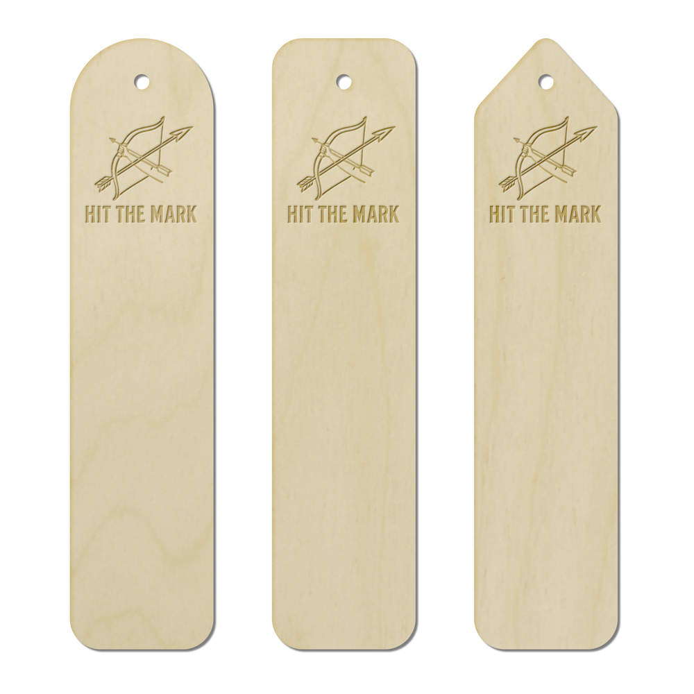 3 x 'Hit The Mark Bow and Arrow Archery' Birch Bookmarks (BK00036640)