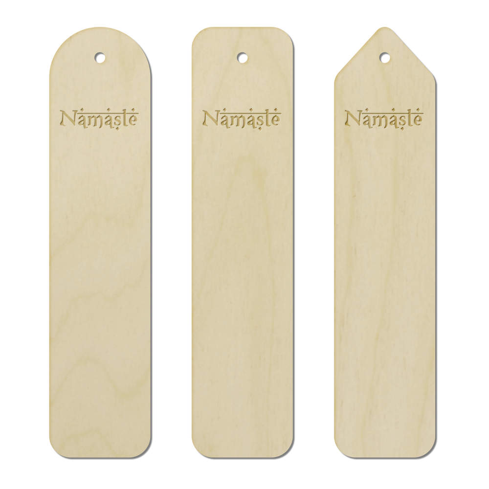 3 x 'Namaste Greeting Text' Birch Bookmarks - Laser Engraved Wooden Page Markers for Readers, Books and Gifts (BK00037380)