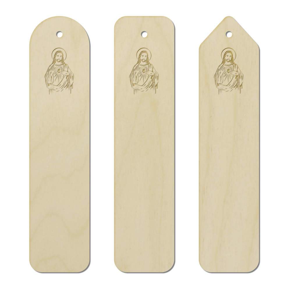 3 x 'Sacred Heart Religious' Birch Bookmarks - Laser Engraved Wooden Page Markers for Readers, Books and Gifts (BK00037504)