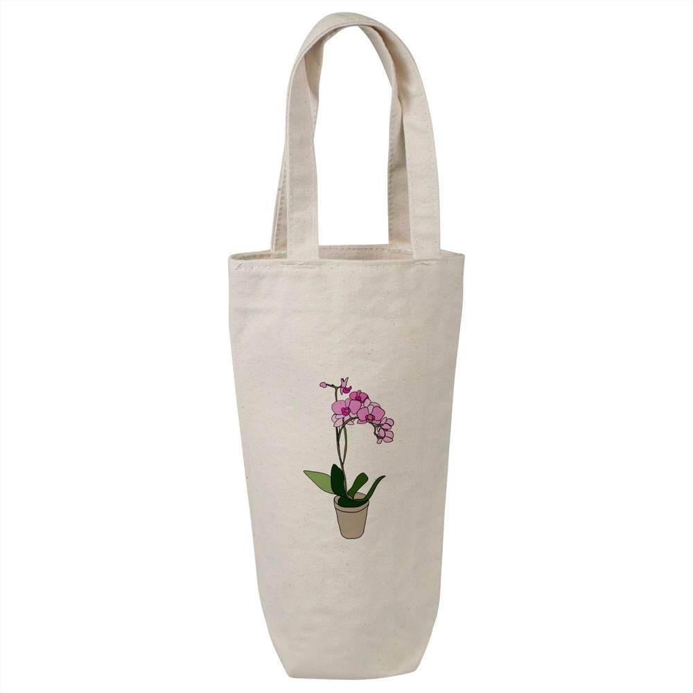 'Potted Orchid' Cotton Wine Bottle Gift / Travel Bag (BL00000002)