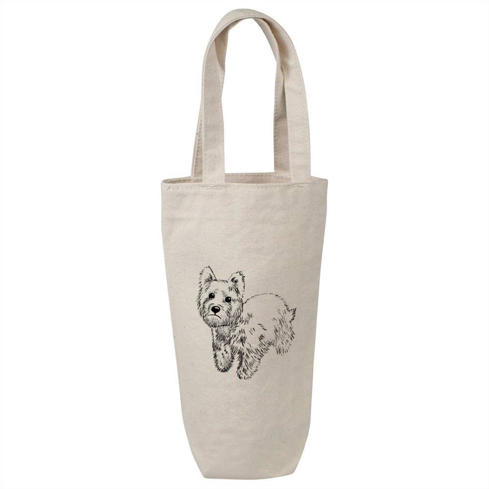 'Westie Dog' Cotton Wine Bottle Gift / Travel Bag (BL00003980)