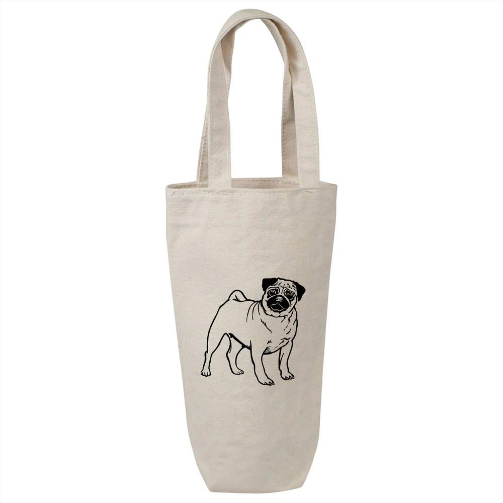 'Pug Dog' Cotton Wine Bottle Gift / Travel Bag (BL00006097)