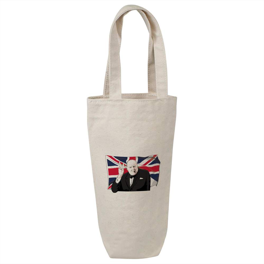 'Winston Churchill' Cotton Wine Bottle Gift / Travel Bag (BL00007935)
