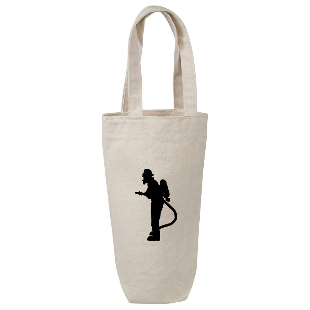 'Fireman Silhouette' Cotton Wine Bottle Gift / Travel Bag (BL00011328)
