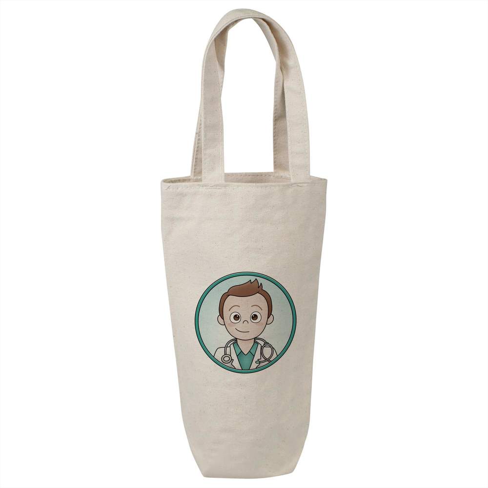 'Doctor Motif' Cotton Wine Bottle Gift / Travel Bag (BL00018360)