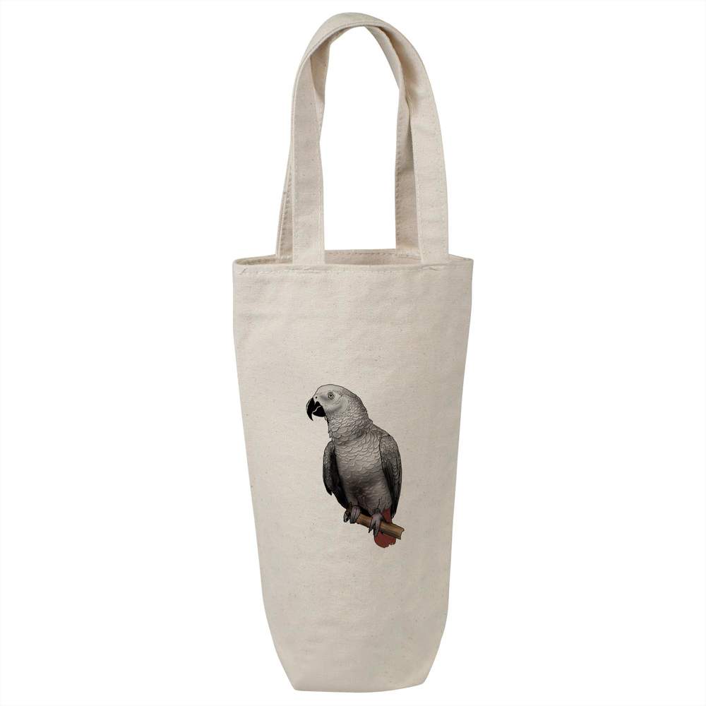 'African  Grey Parrot' Cotton Wine Bottle Gift / Travel Bag (BL00018402)