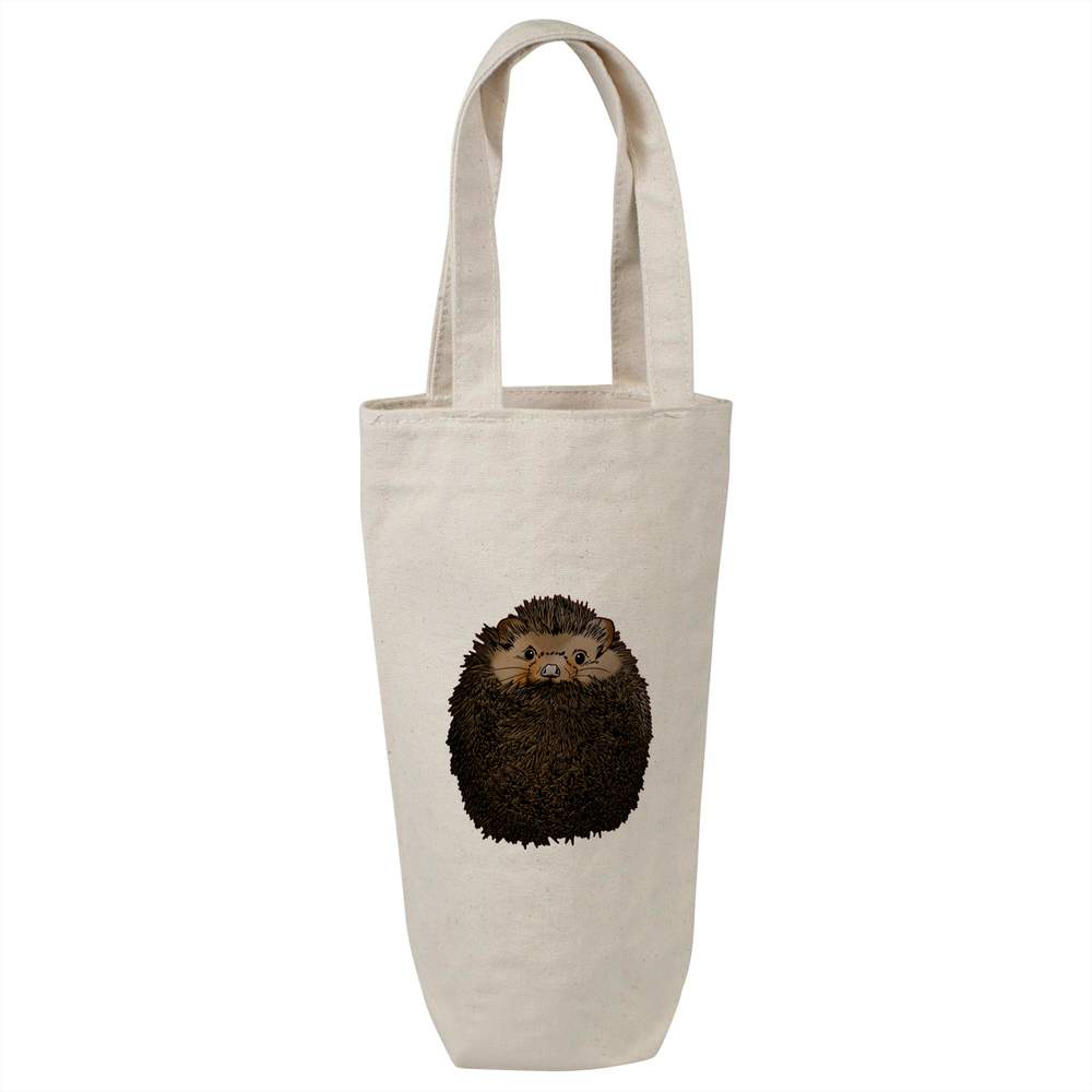 'Curled up Hedgehog' Cotton Wine Bottle Gift / Travel Bag (BL00018464)