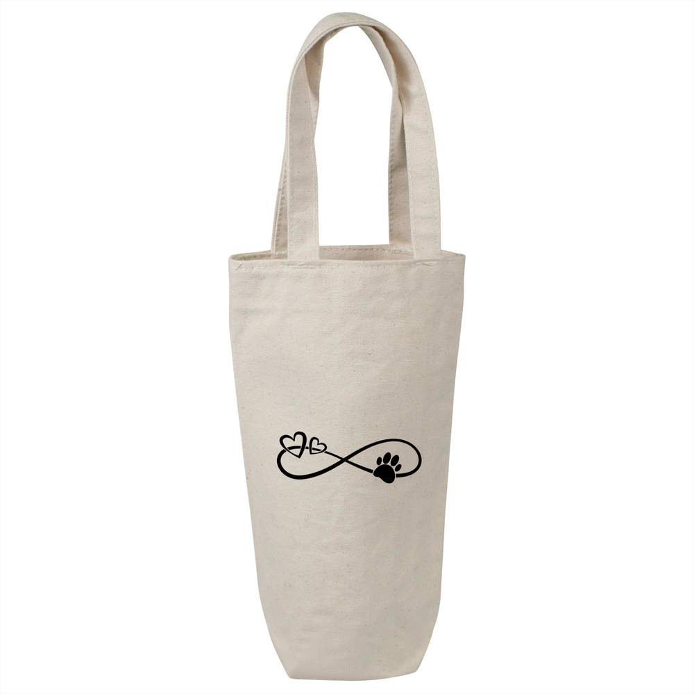 'Infinity Hearts & Paw' Cotton Wine Bottle Gift / Travel Bag (BL00022001)
