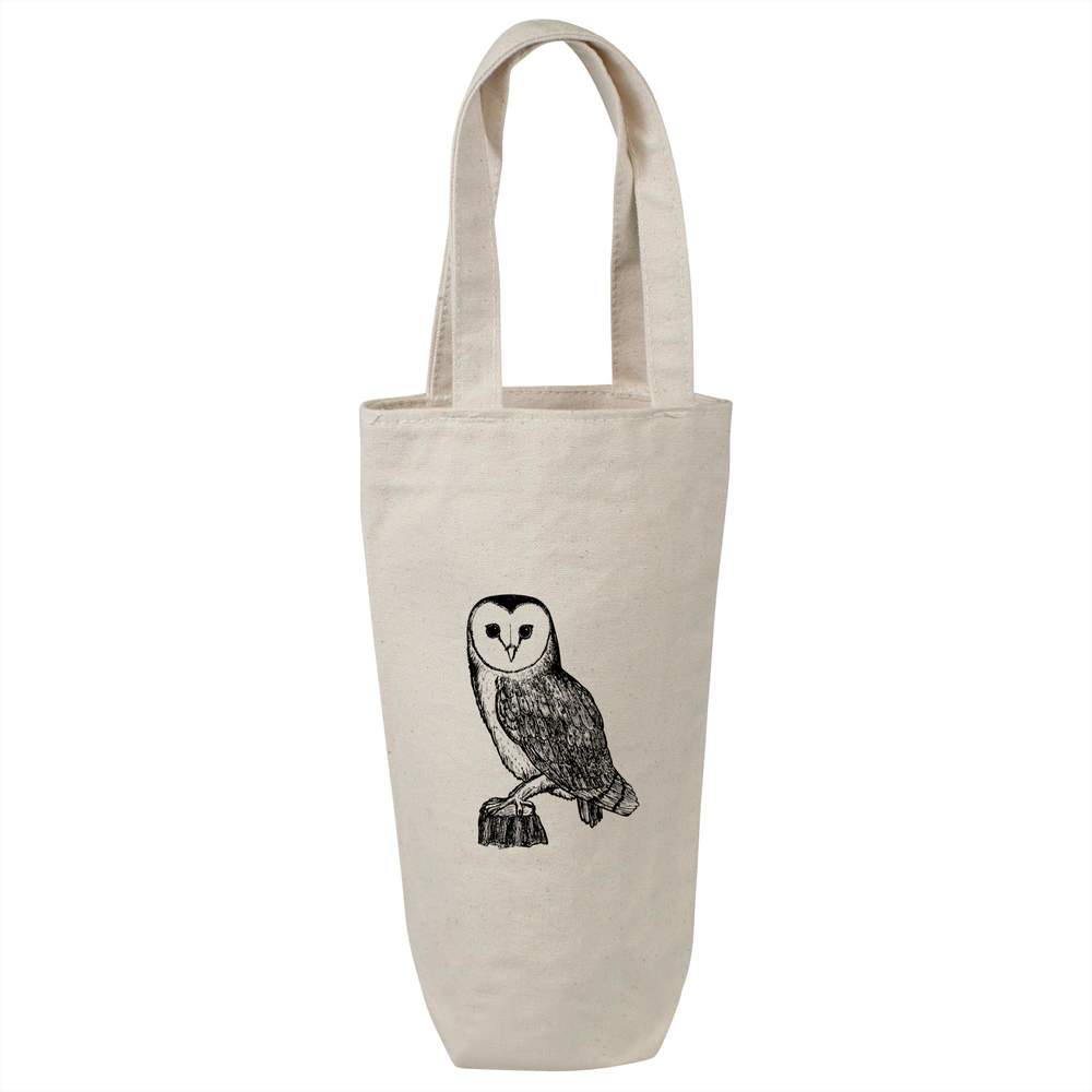 'Barn Owl' Cotton Wine Bottle Gift / Travel Bag (BL00024242)