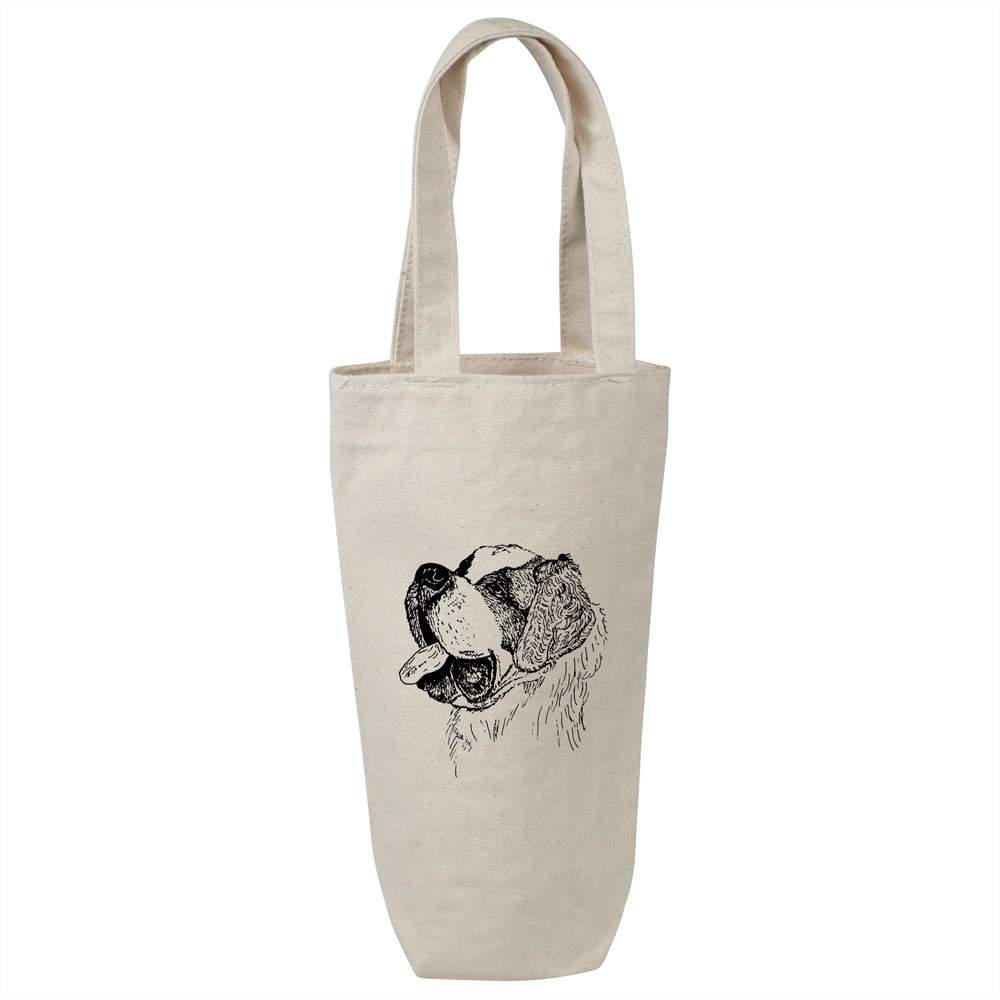 'Saint Bernard' Cotton Wine Bottle Gift / Travel Bag (BL00024848)