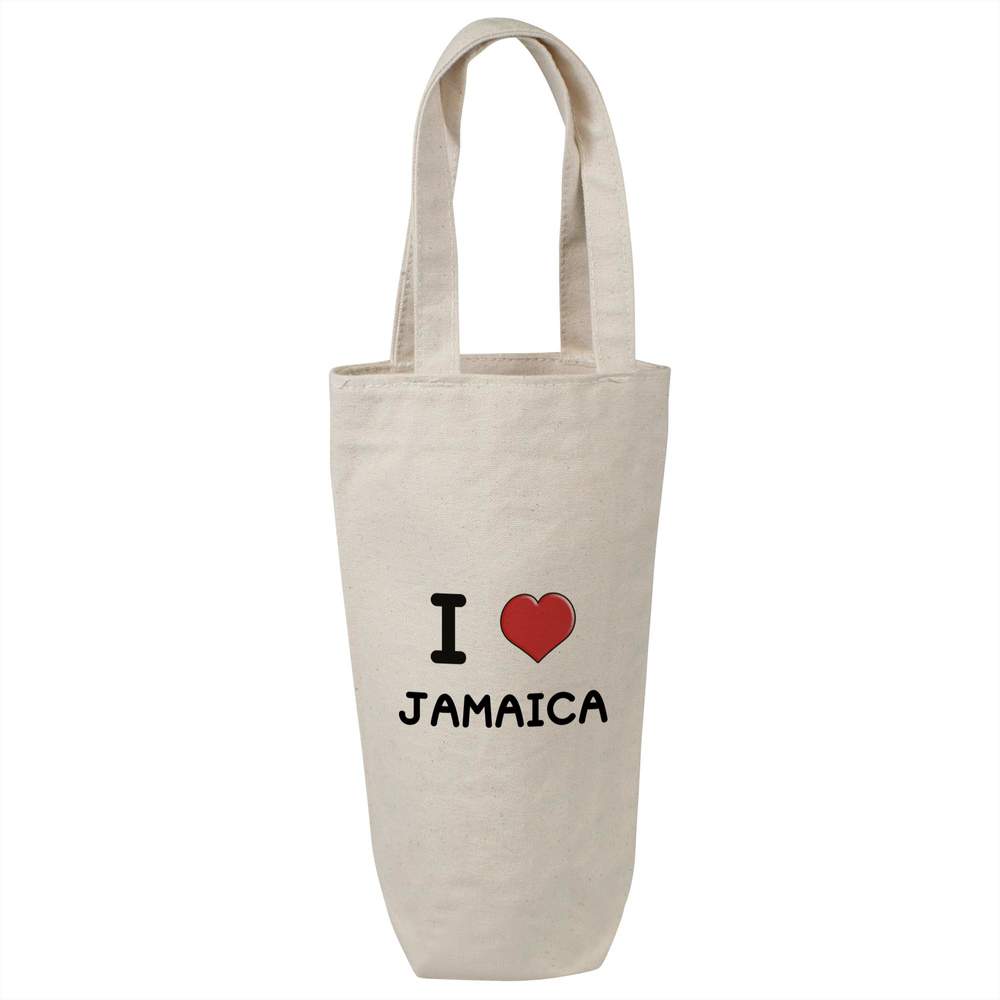 'I Love Jamaica' Cotton Wine Bottle Gift / Travel Bag (BL00025379)