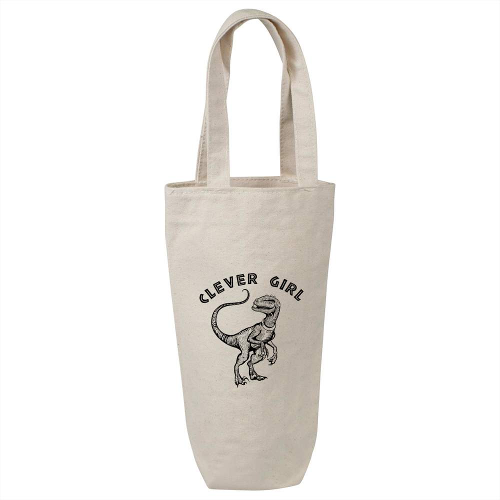 'Clever Girl Dinosaur' Cotton Wine Bottle Gift / Travel Bag (BL00028847)