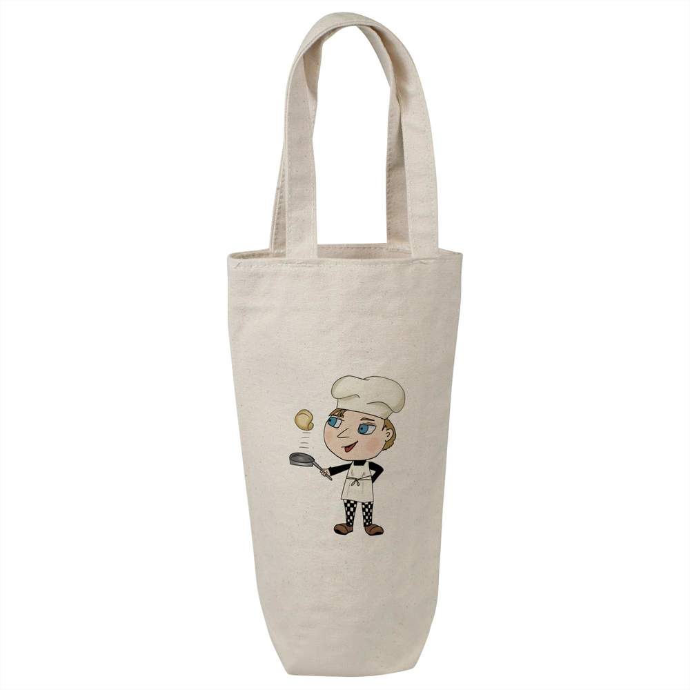 'Chef Flipping Pancake' Cotton Wine Bottle Gift / Travel Bag (BL00030646)