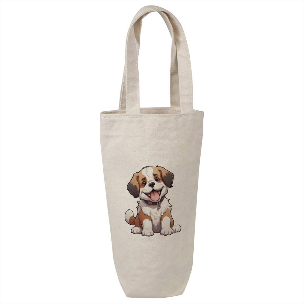 'Saint Bernard' Cotton Wine Bottle Gift / Travel Bag (BL00031858)