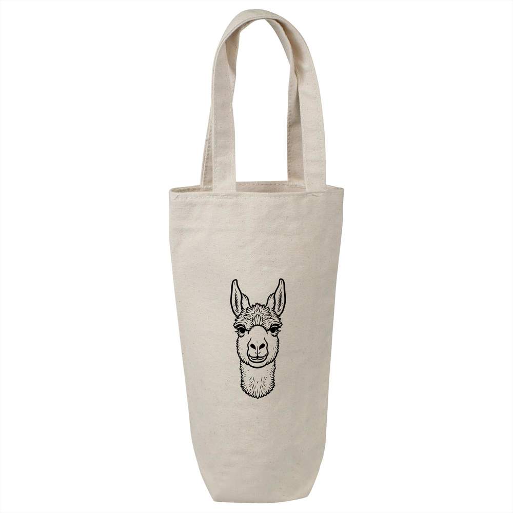 'Llama Portrait' Cotton Wine Bottle Gift / Travel Bag (BL00032793)