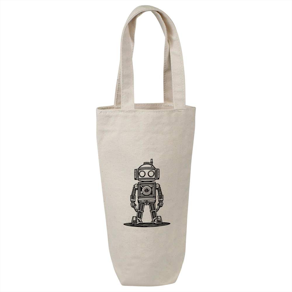 'Clockwork Steampunk Robot' Cotton Wine Bottle Gift / Travel Bag (BL00032884)