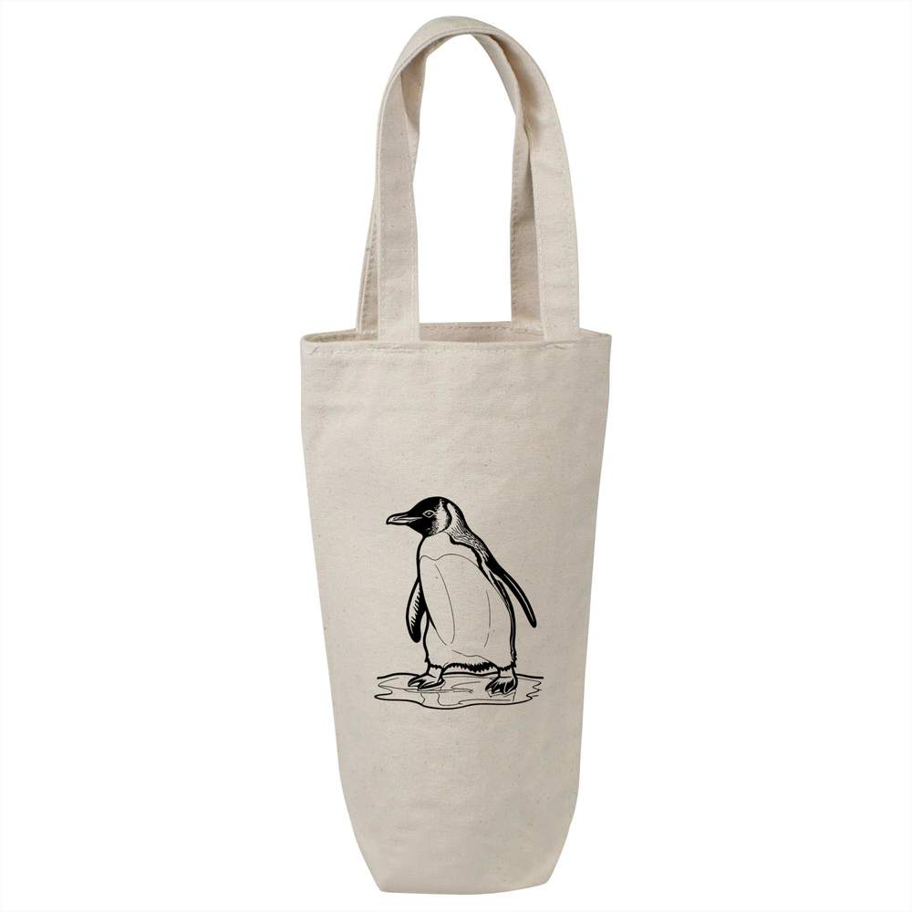 'Penguin Sliding On Ice' Cotton Wine Bottle Gift / Travel Bag (BL00033507)