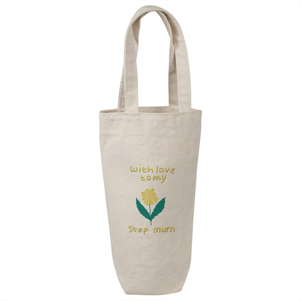 'With Love To My Step Mum' Cotton Wine Bottle Gift / Travel Bag (BL00033670)