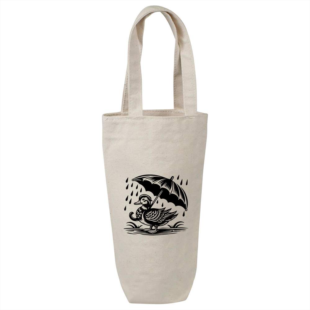 'Duck with Umbrella' Cotton Wine Bottle Gift / Travel Bag (BL00034057)
