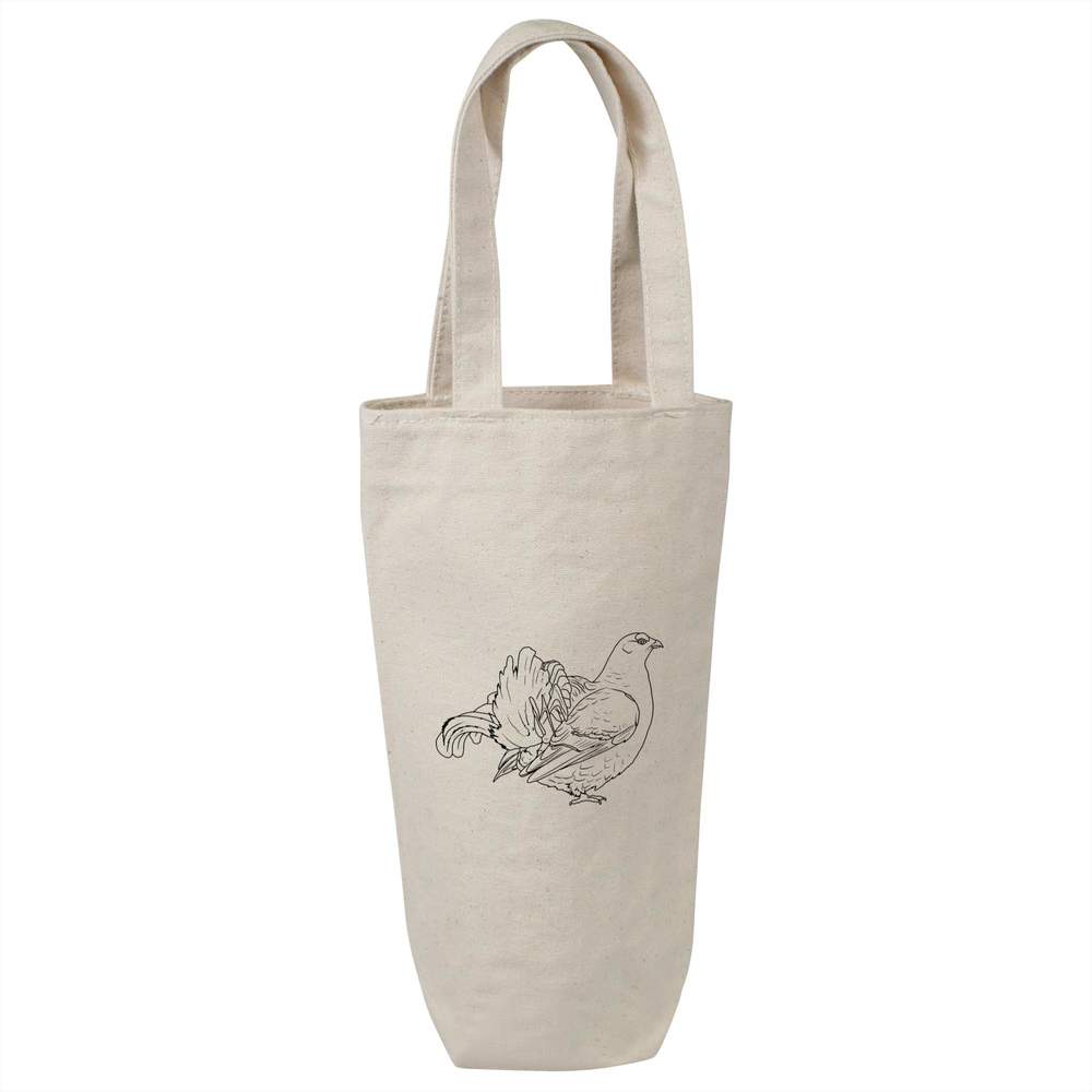'Lek Black Grouse' Cotton Wine Bottle Gift / Travel Bag (BL00034893)