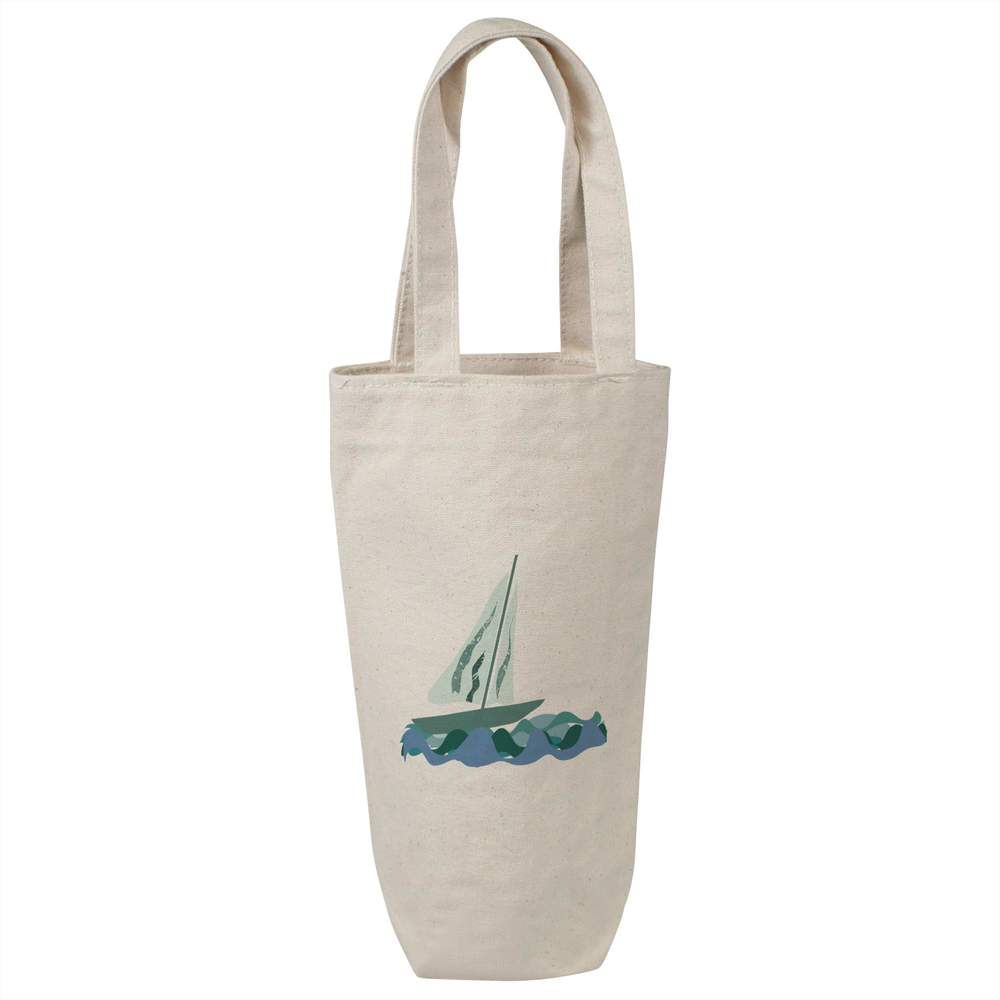 'Yacht On The Ocean' Cotton Wine Bottle Gift / Travel Bag (BL00035044)