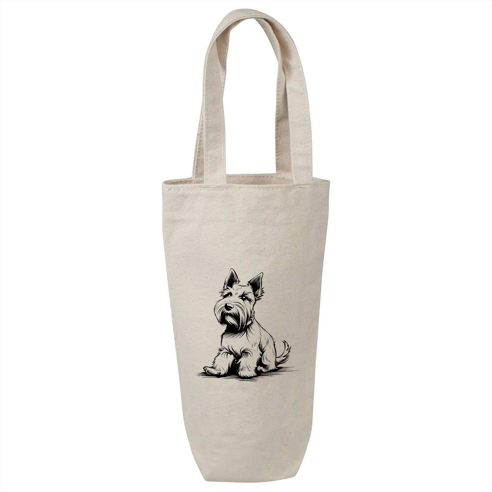 'Scottish Terrier Sitting' Cotton Wine Bottle Gift / Travel Bag (BL00035356)