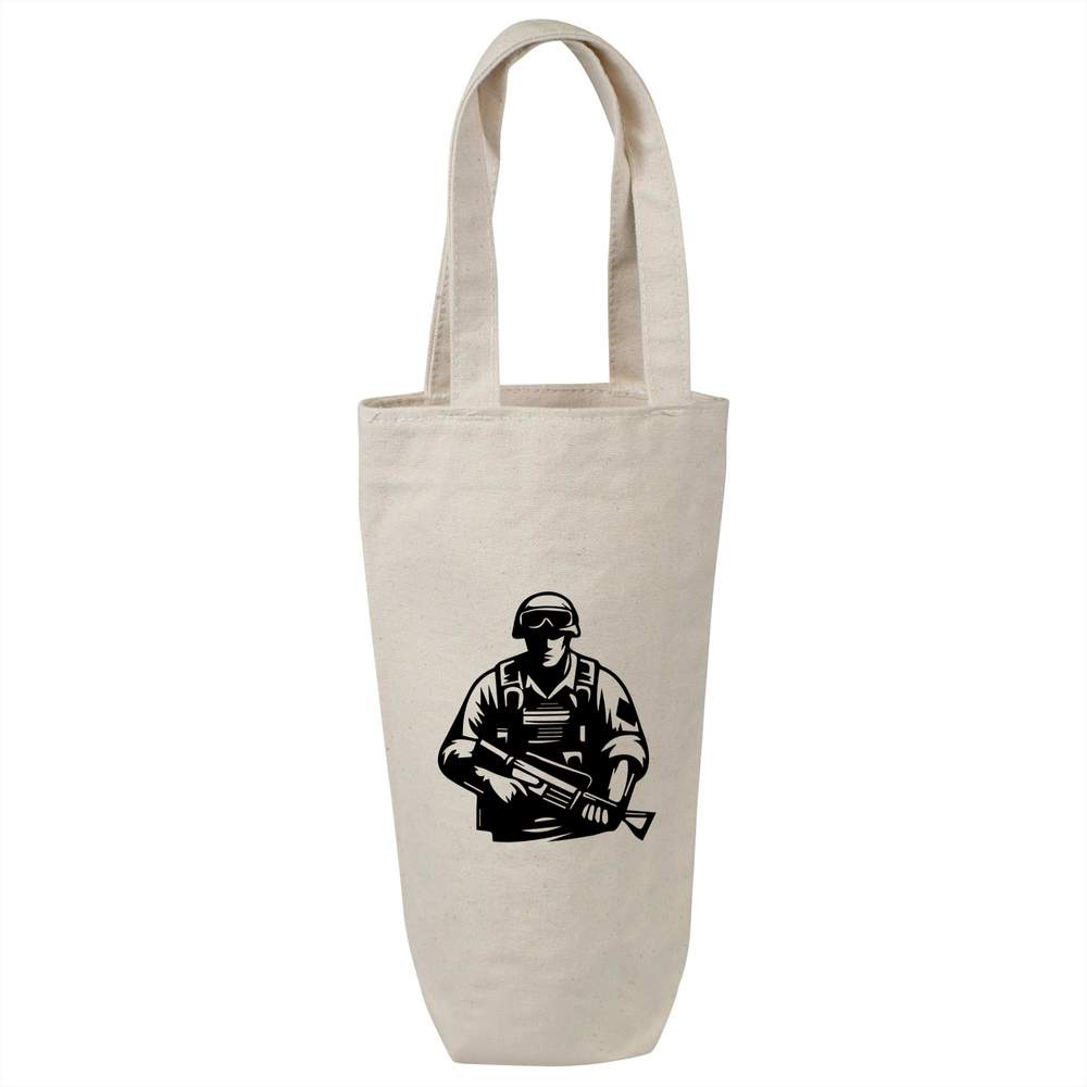 'Combat Soldier' Cotton Wine Bottle Gift / Travel Bag (BL00035818)