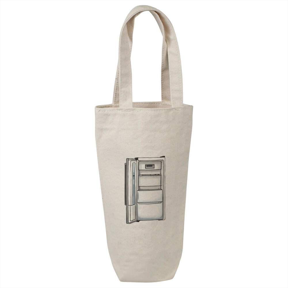 'Empty Fridge Freezer' Cotton Wine Bottle Bag - Natural - Reusable Gift / Travel Carrier for Wine, Champagne and Bottles (BL00036205)