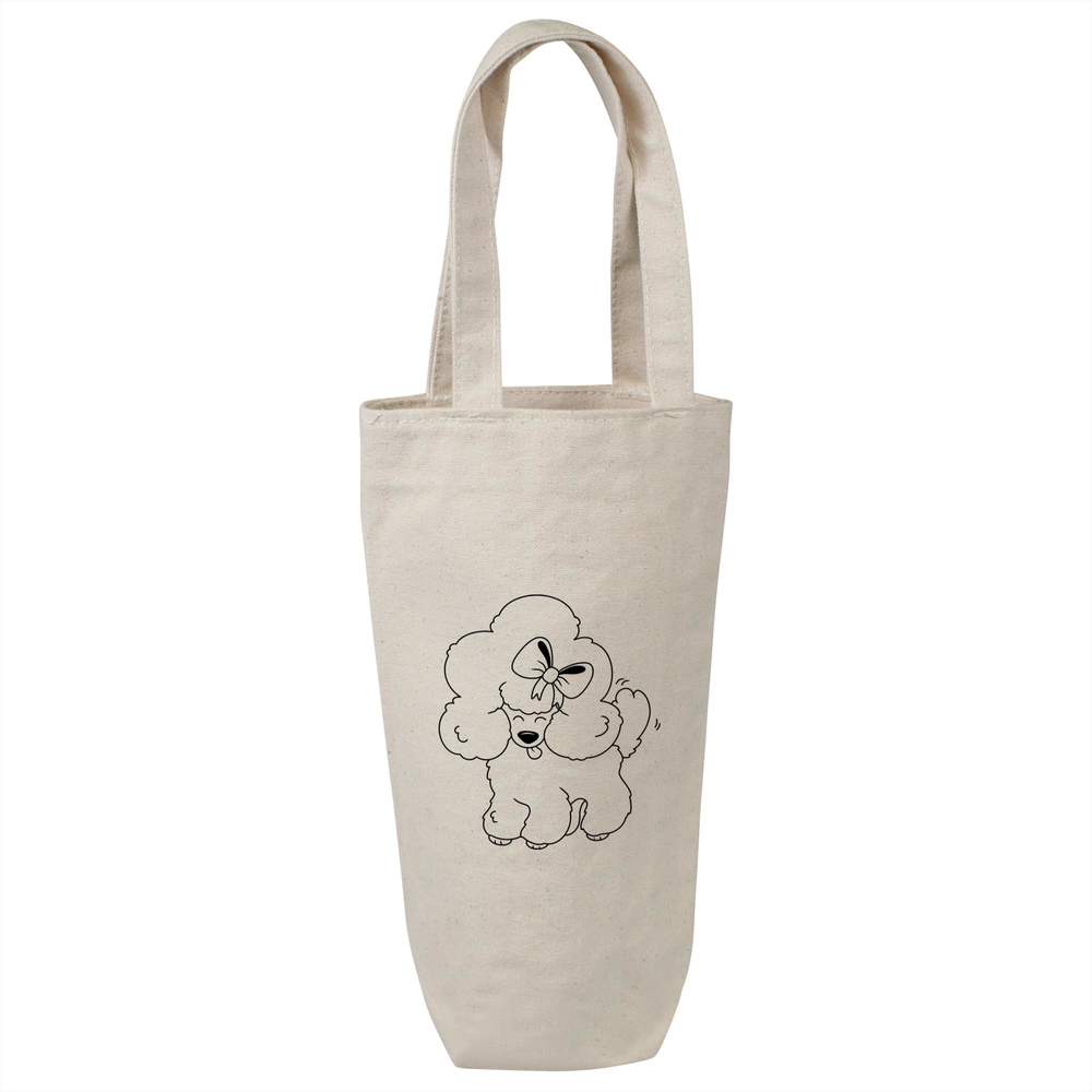 'Posh Poodle Puppy' Cotton Wine Bottle Gift / Travel Bag (BL00036244)